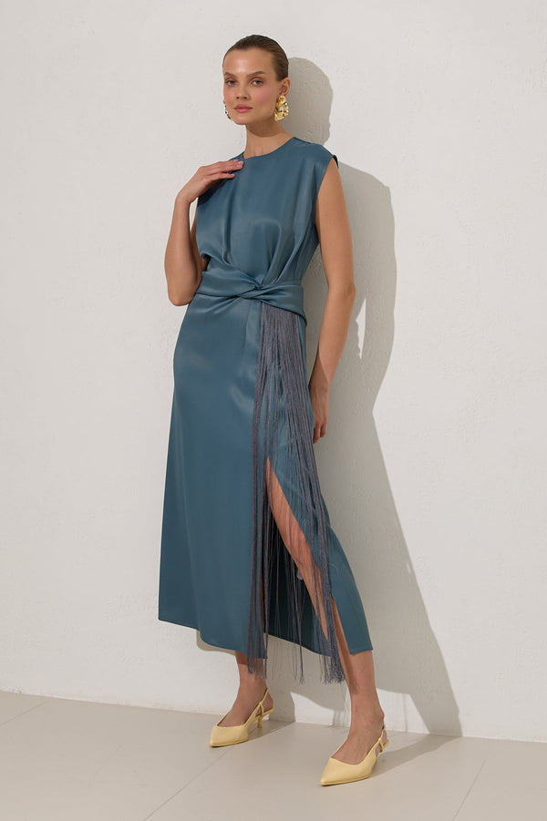 Setre Waist Detailed With Tassel Dress Crystal