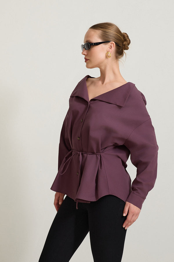Setre Wide Collar With Tie Detail Shirt Cherry