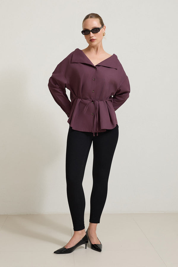 Setre Wide Collar With Tie Detail Shirt Cherry