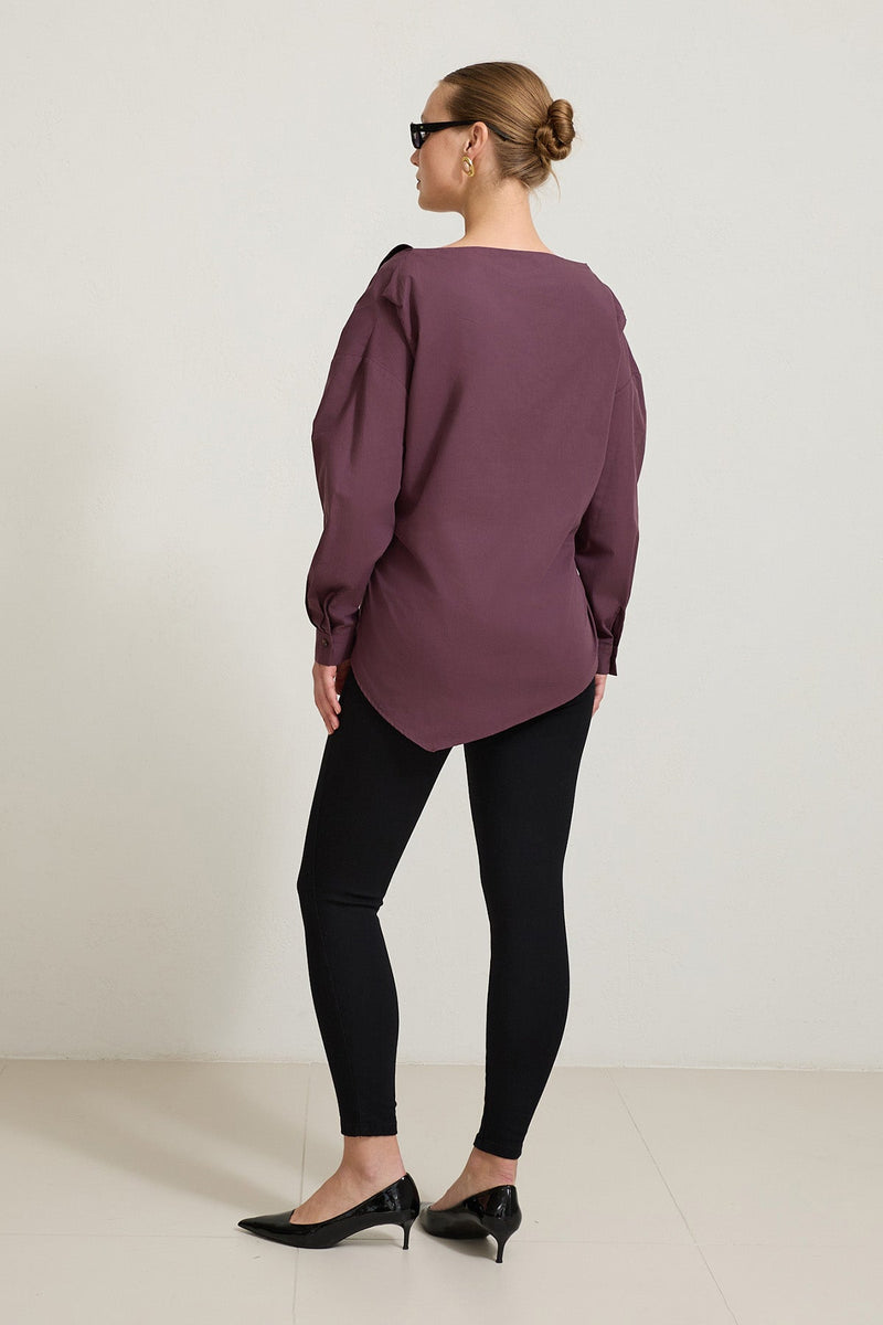 Setre Wide Collar With Tie Detail Shirt Cherry