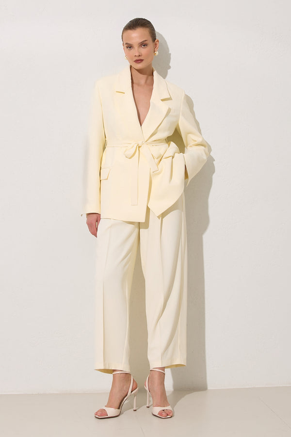 Setre Belted Blazer With Trousers Cream