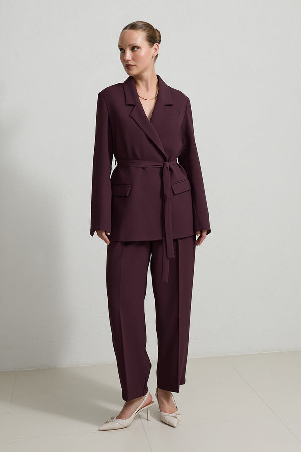 Setre Belted Blazer With Trousers Cherry