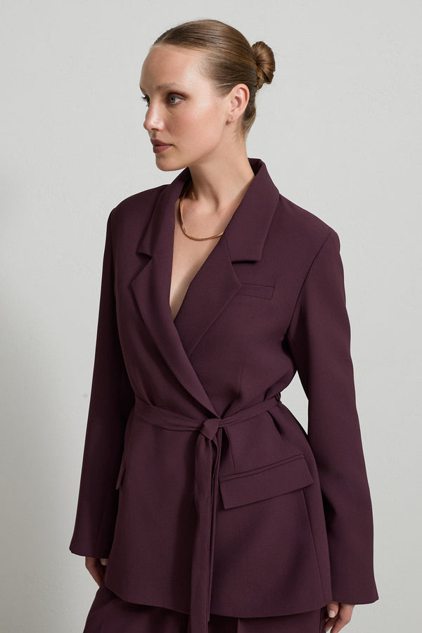 Setre Belted Blazer With Trousers Cherry