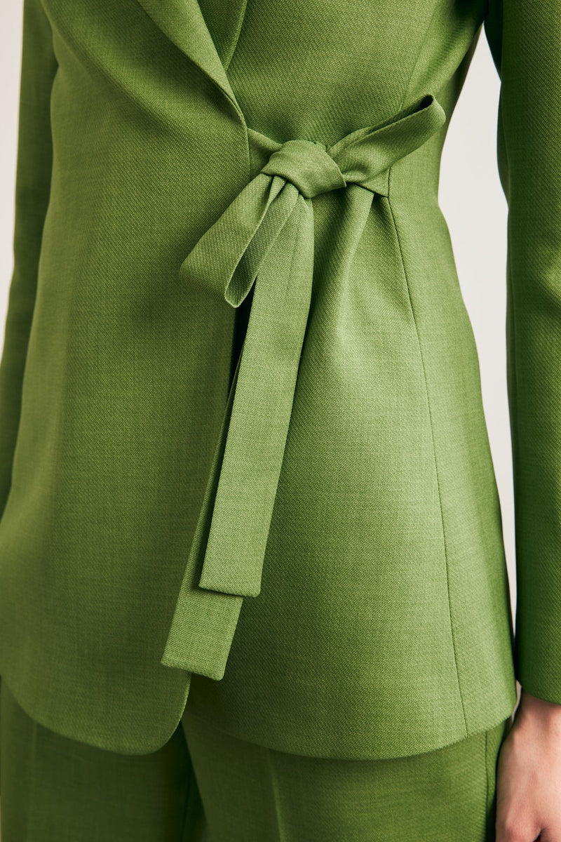 Setre Asymmetrical Side Tie Detailed Jacket Green