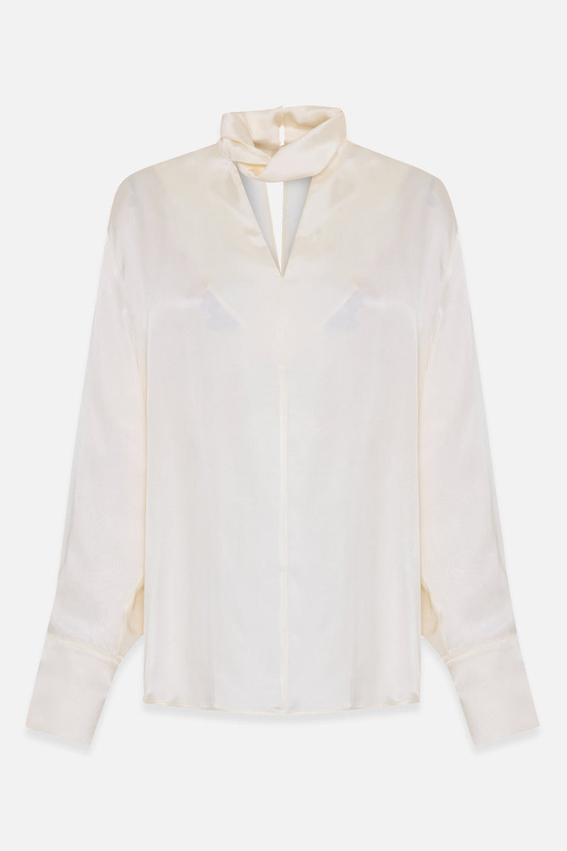 Setre V-Neck And Neck Detailed Relaxed Cut Blouse Cream