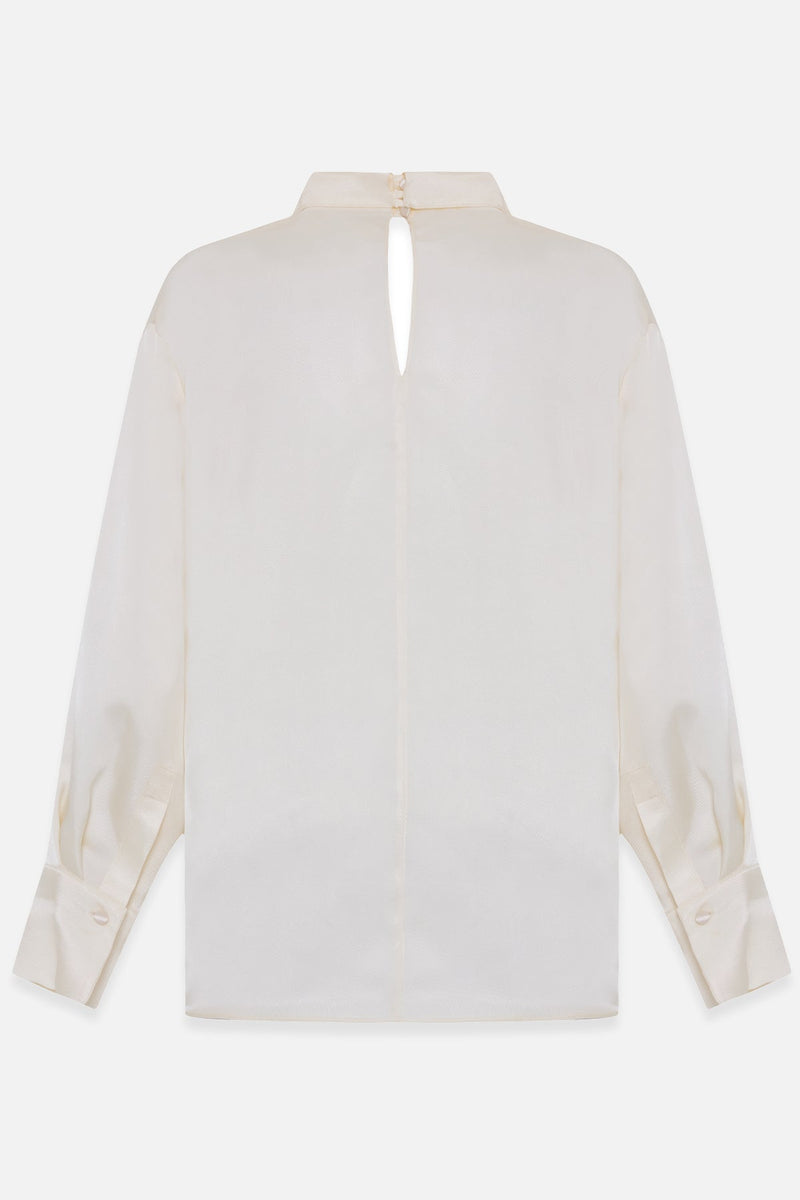 Setre V-Neck And Neck Detailed Relaxed Cut Blouse Cream