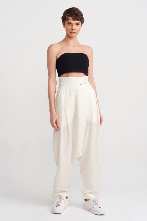 Nu High-Waisted Stylish Harem Pants Ecru