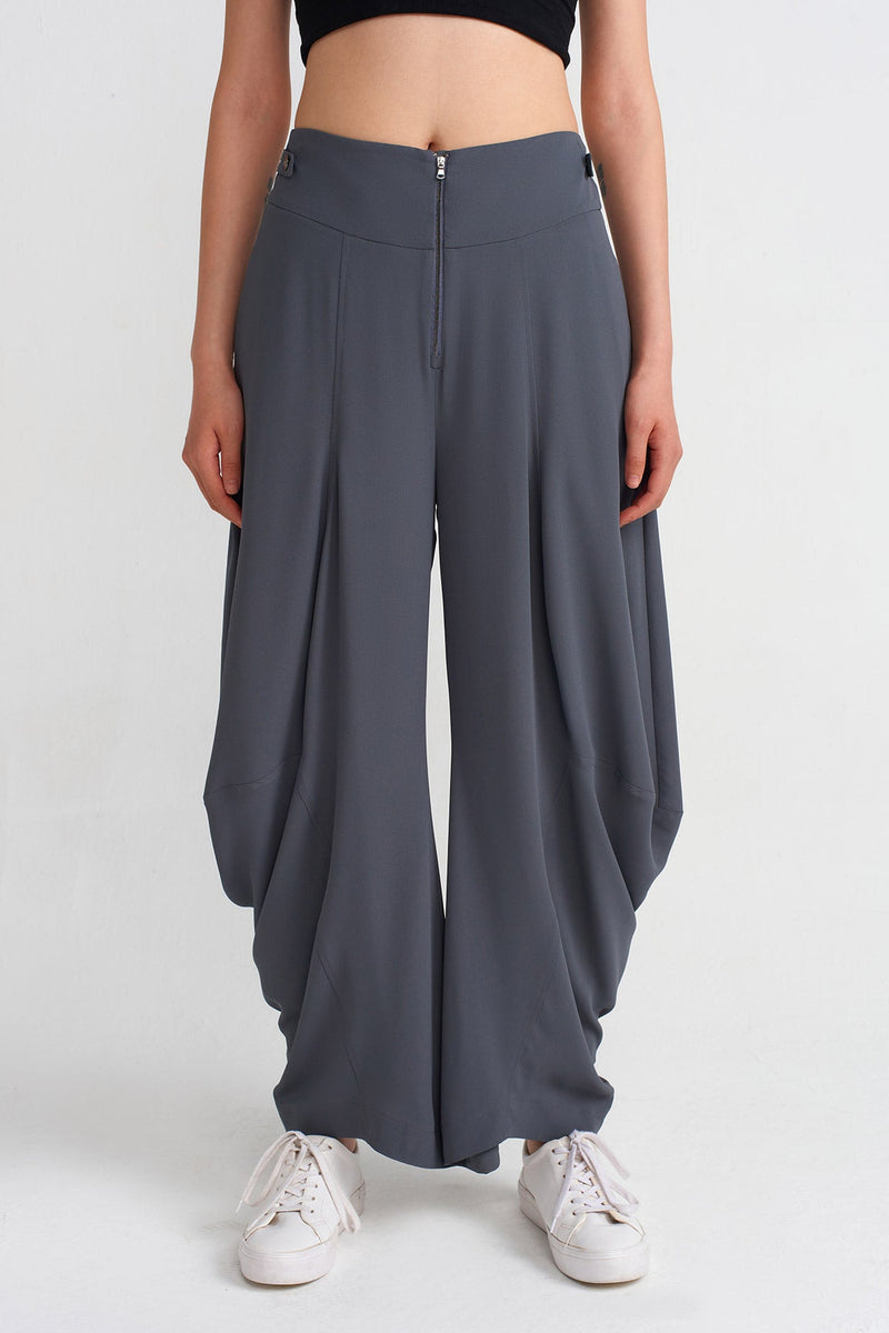 Nu Draped Hem Pants Silver