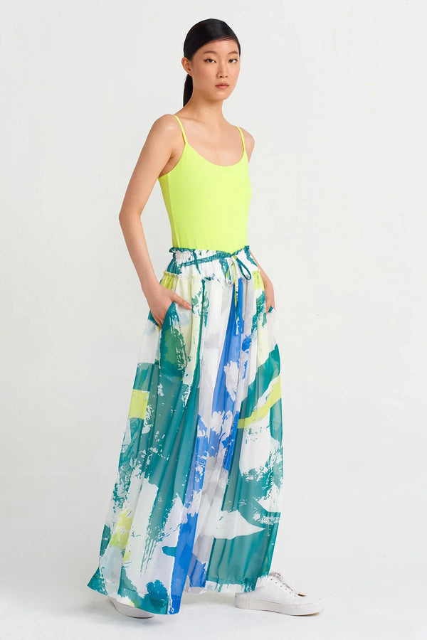 Nu Printed Chiffon Trousers Multi Color