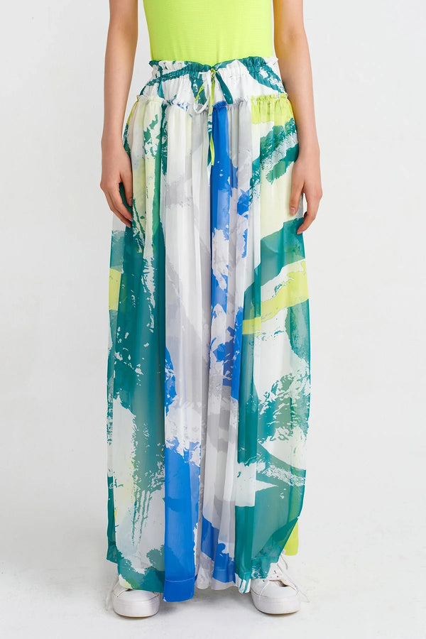 Nu Printed Chiffon Trousers Multi Color