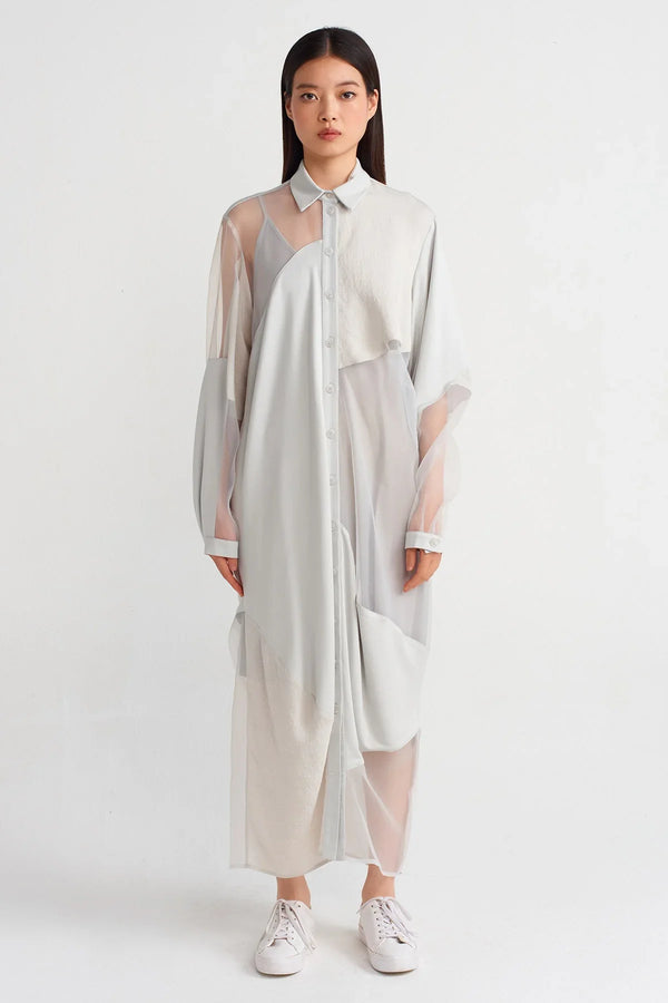 Nu Fabric Block Shirt Dress Ice