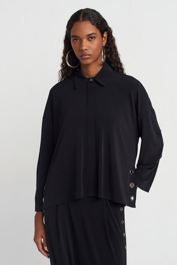 Nu Eyelet Jersey Shirt Black