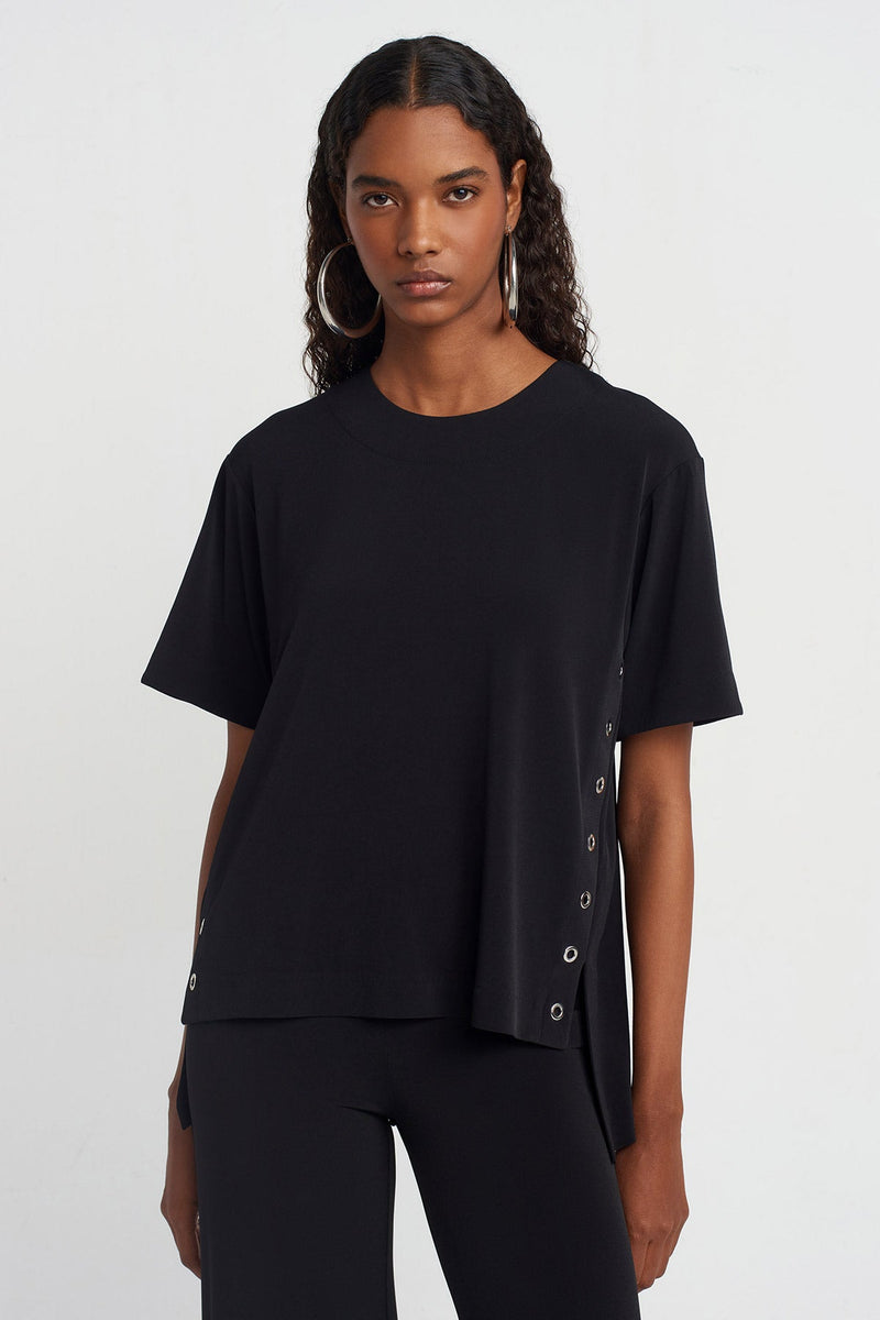 Nu Eyelet Jersey T-Shirt Black