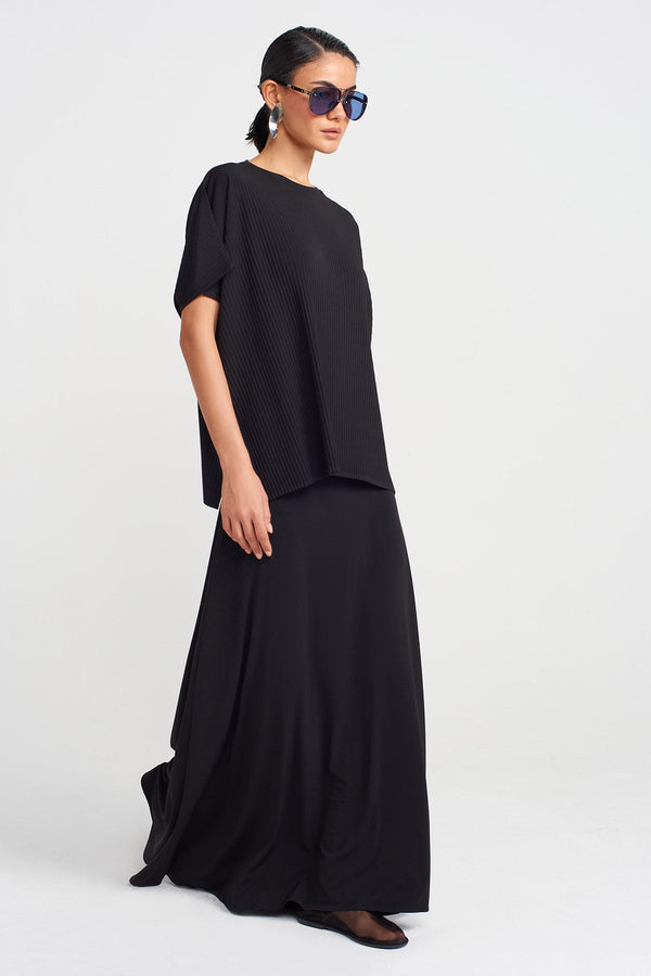 Nu Basic Pleated Jersey Blouse Black