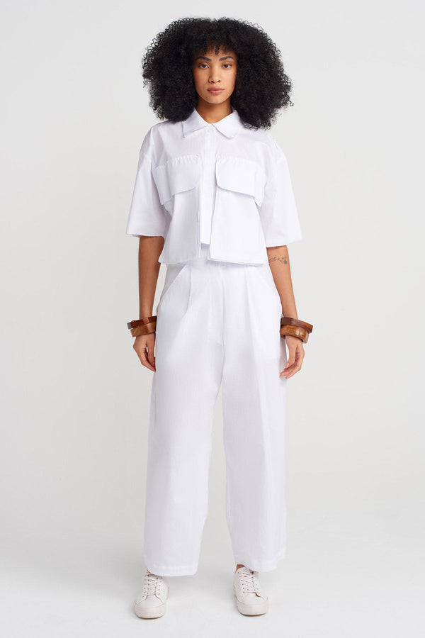 Nu Cropped Poplin Shirt Off White