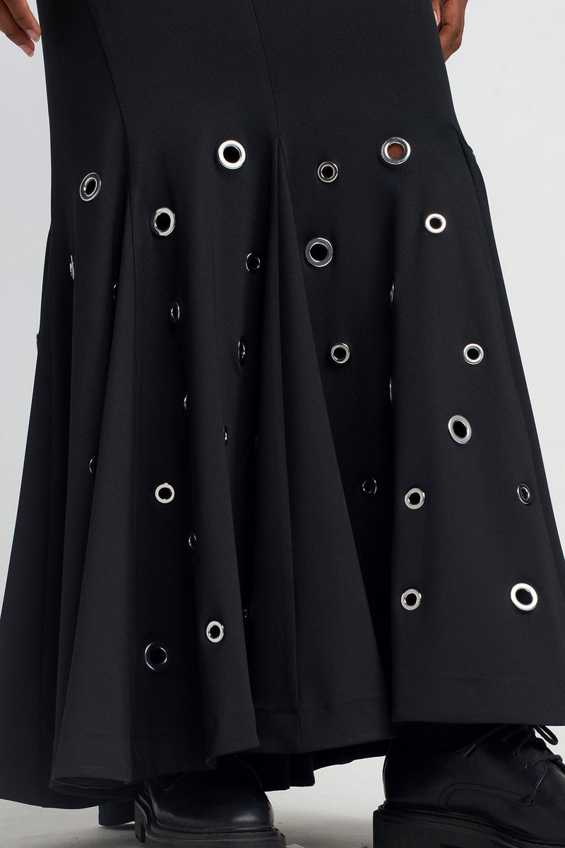 Nu Eyelet Detail Mermaid Skirt Black