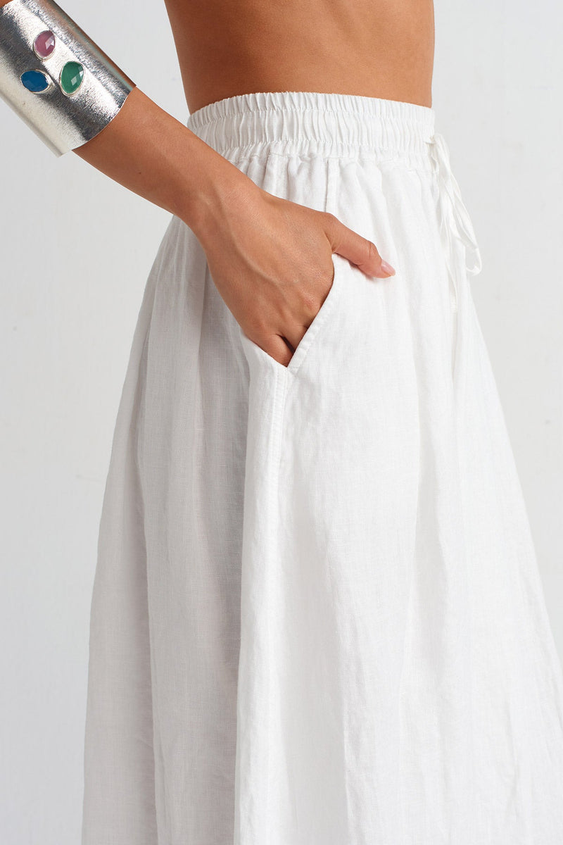 Nu Pocketed Linen Skirt Off White