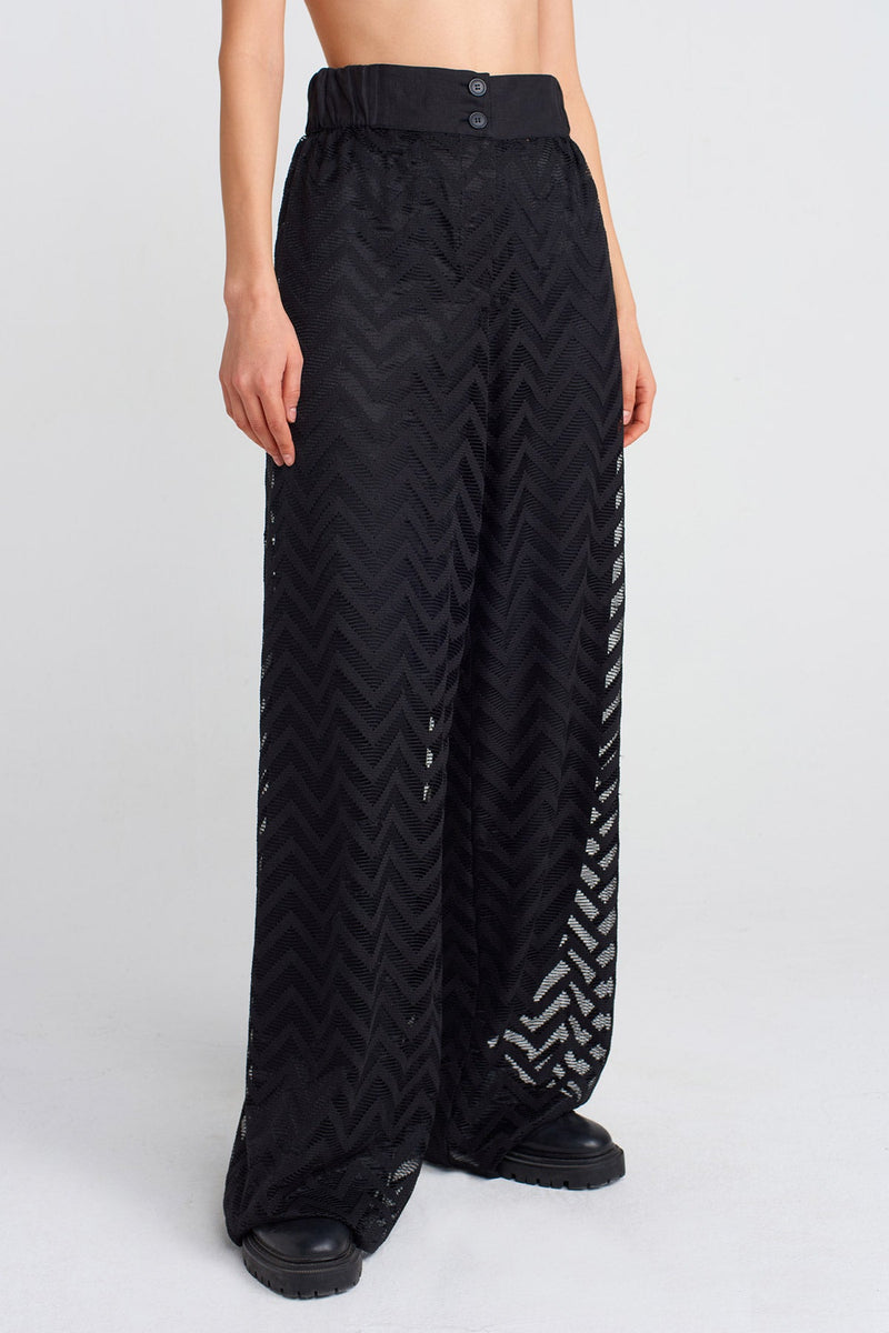 NU Zigzag Jacquard Tulle Pants Black