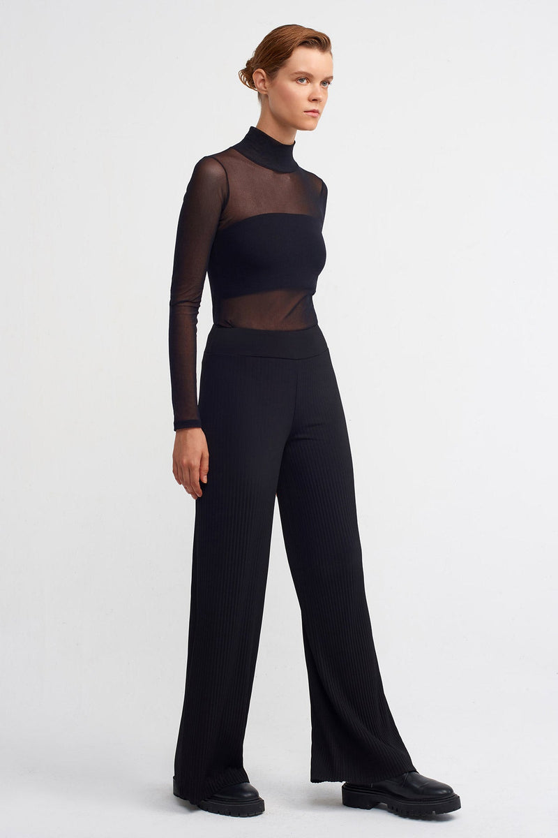 Nu Wide Pleated Jersey Trousers Black