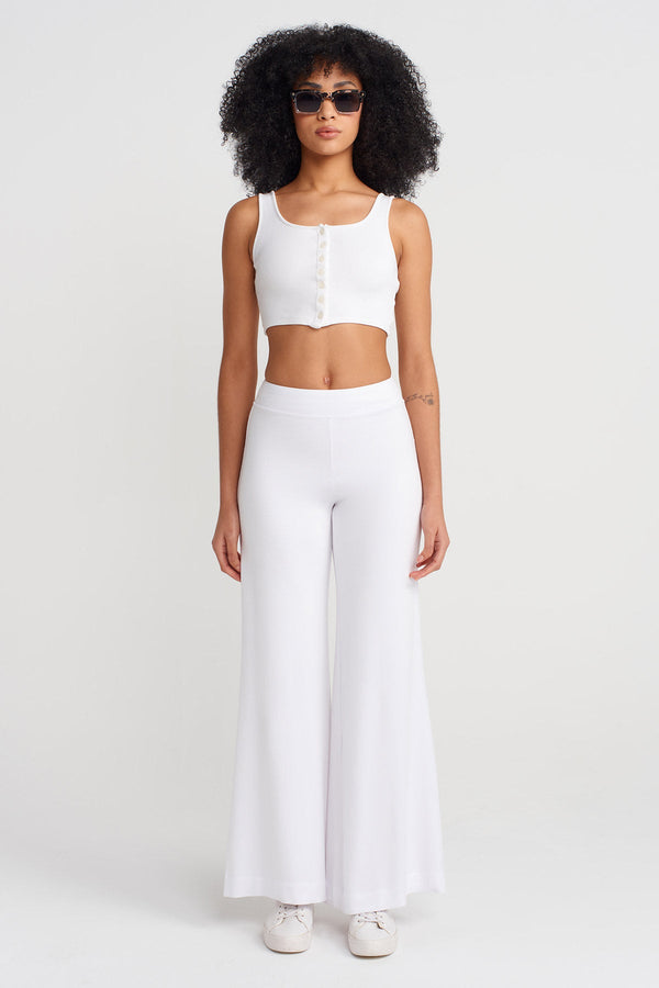 Nu Wide-Leg Palazzo Trousers Off White