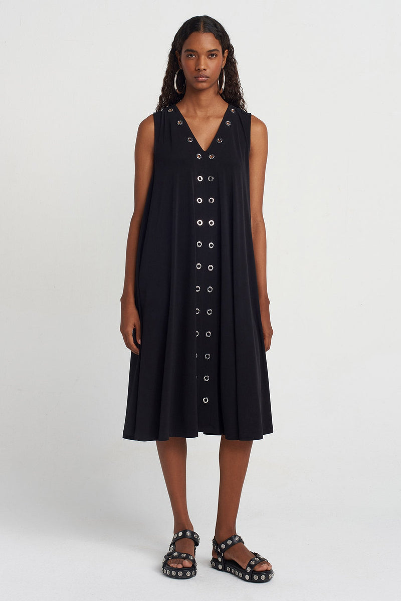 NU Eyelet Jersey Dress Black