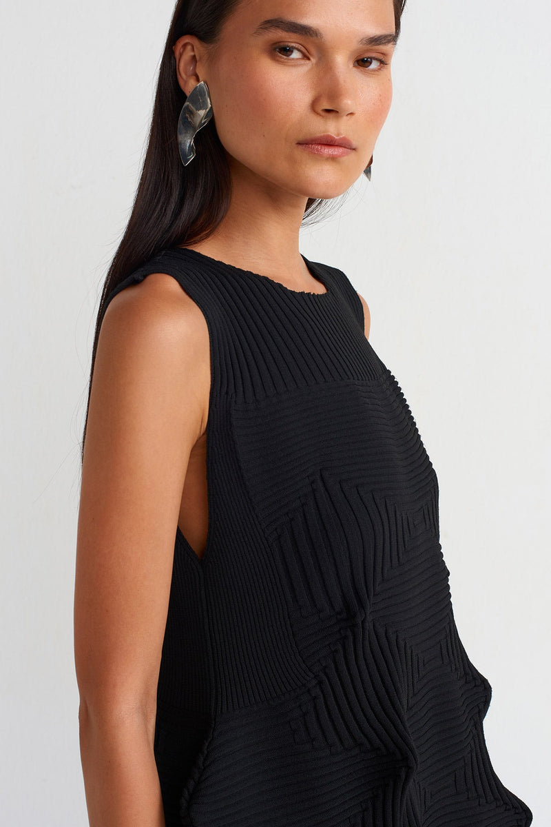 NU Origami Knitwear Short Dress Black