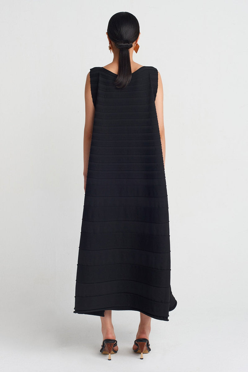 Nu Accordion Knit Dress Black