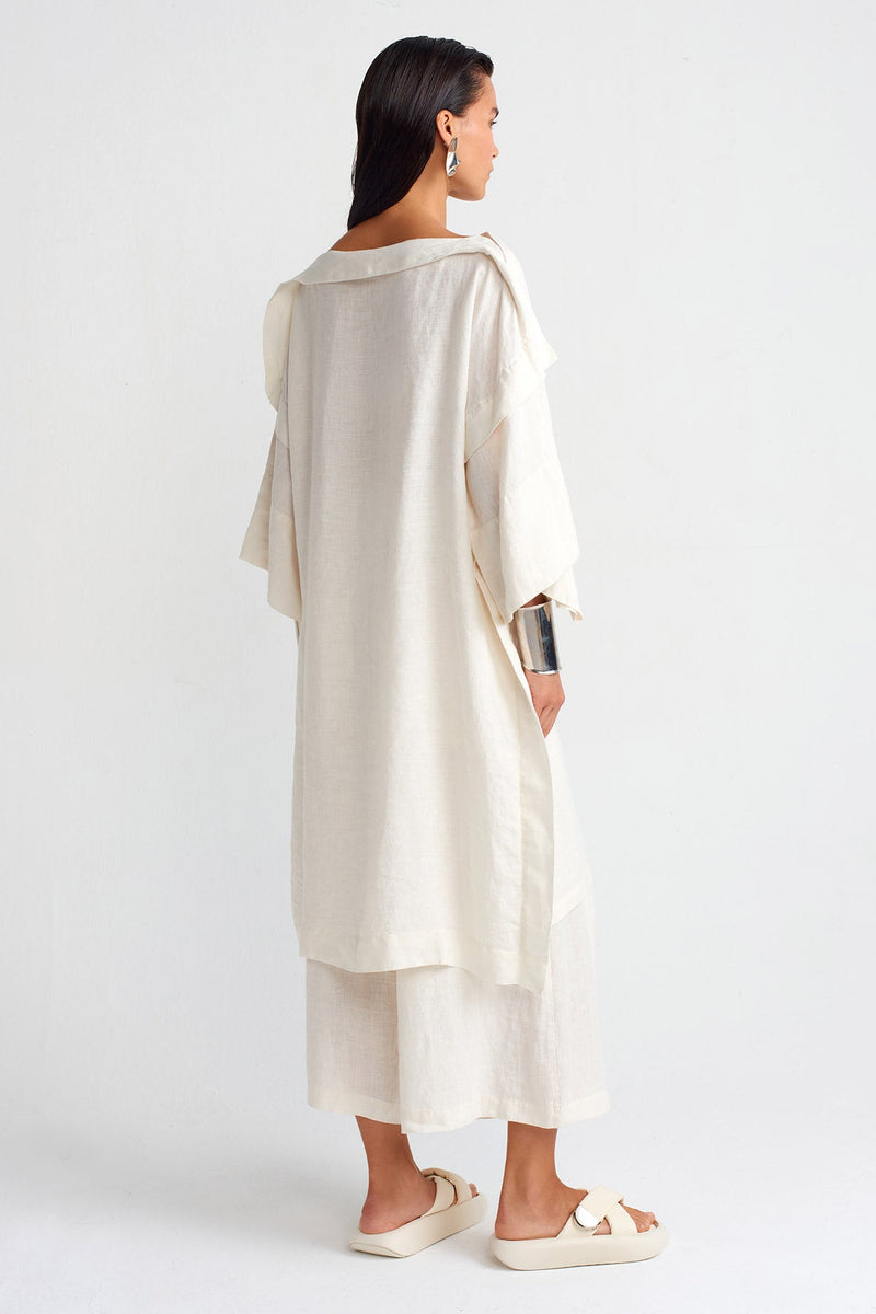 NU Silver Printed Linen Dress Ecru