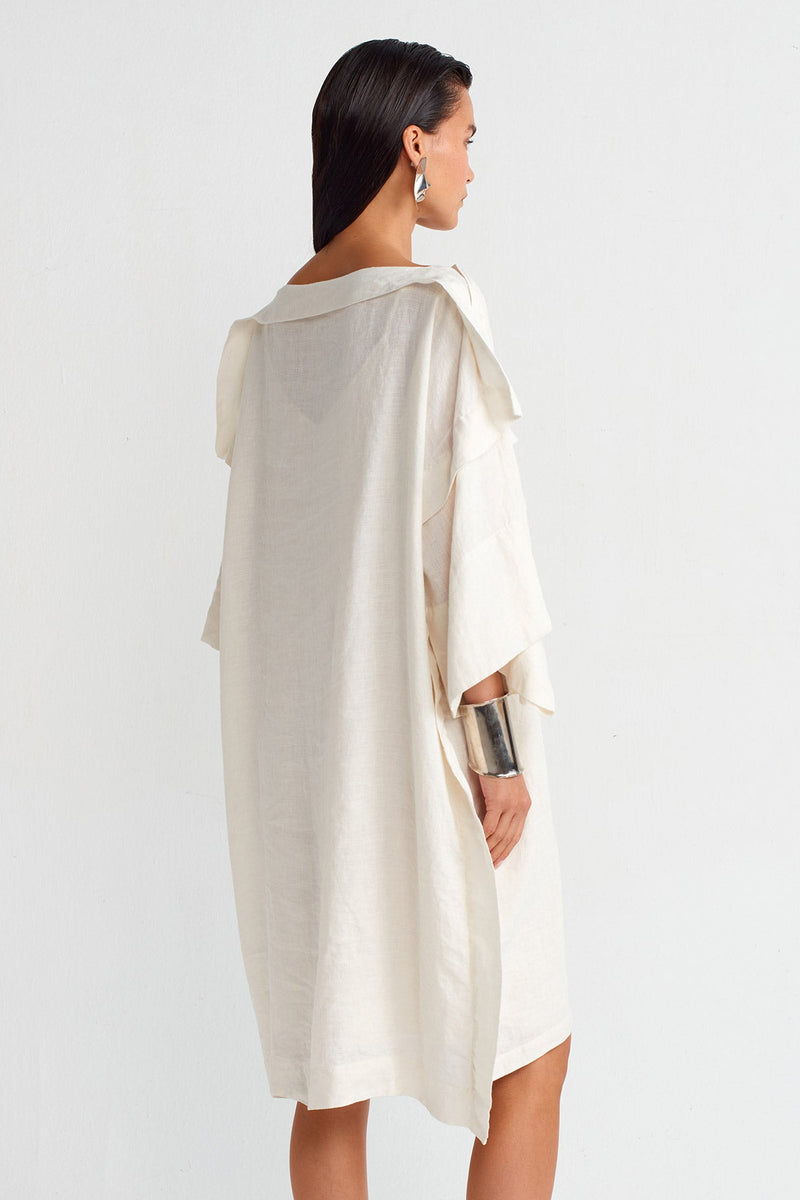 NU Silver Printed Linen Dress Ecru