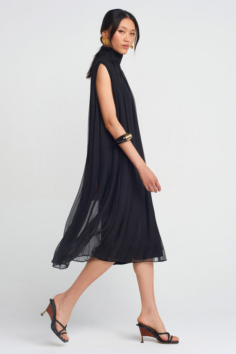 Nu Chiffon Sleeveless Elegant Dress Black