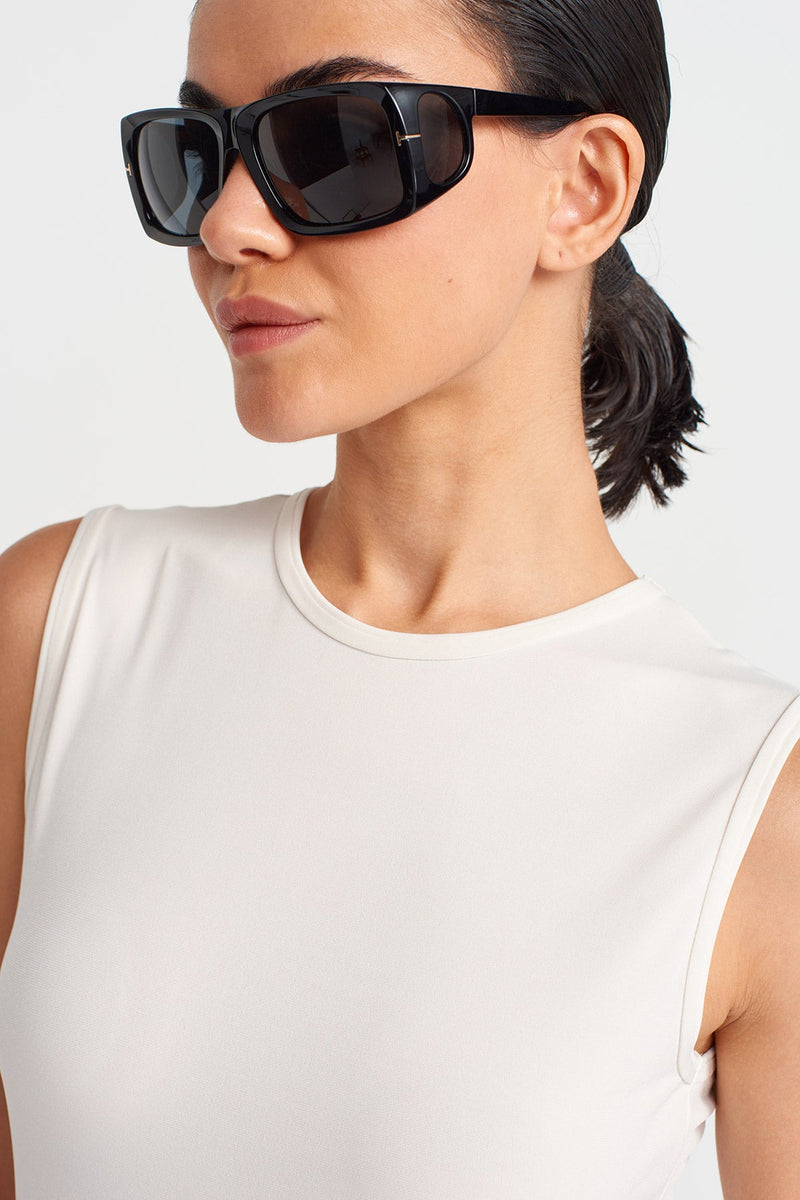 NU Plain Long Jersey Dress Ecru