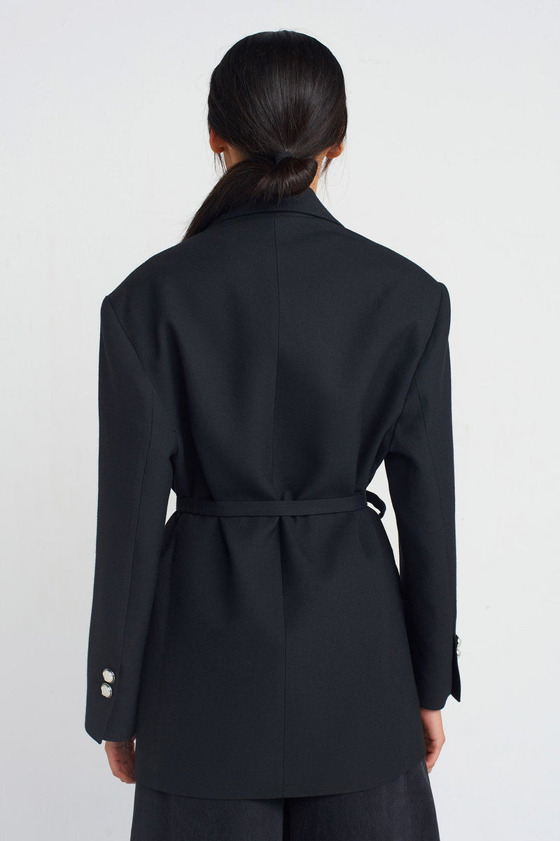 Nu Belted Blazer Jacket Black