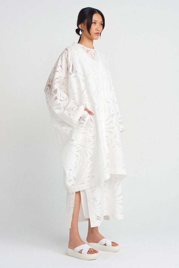 Nu Jacquard Pattern Organza Jacket Off White