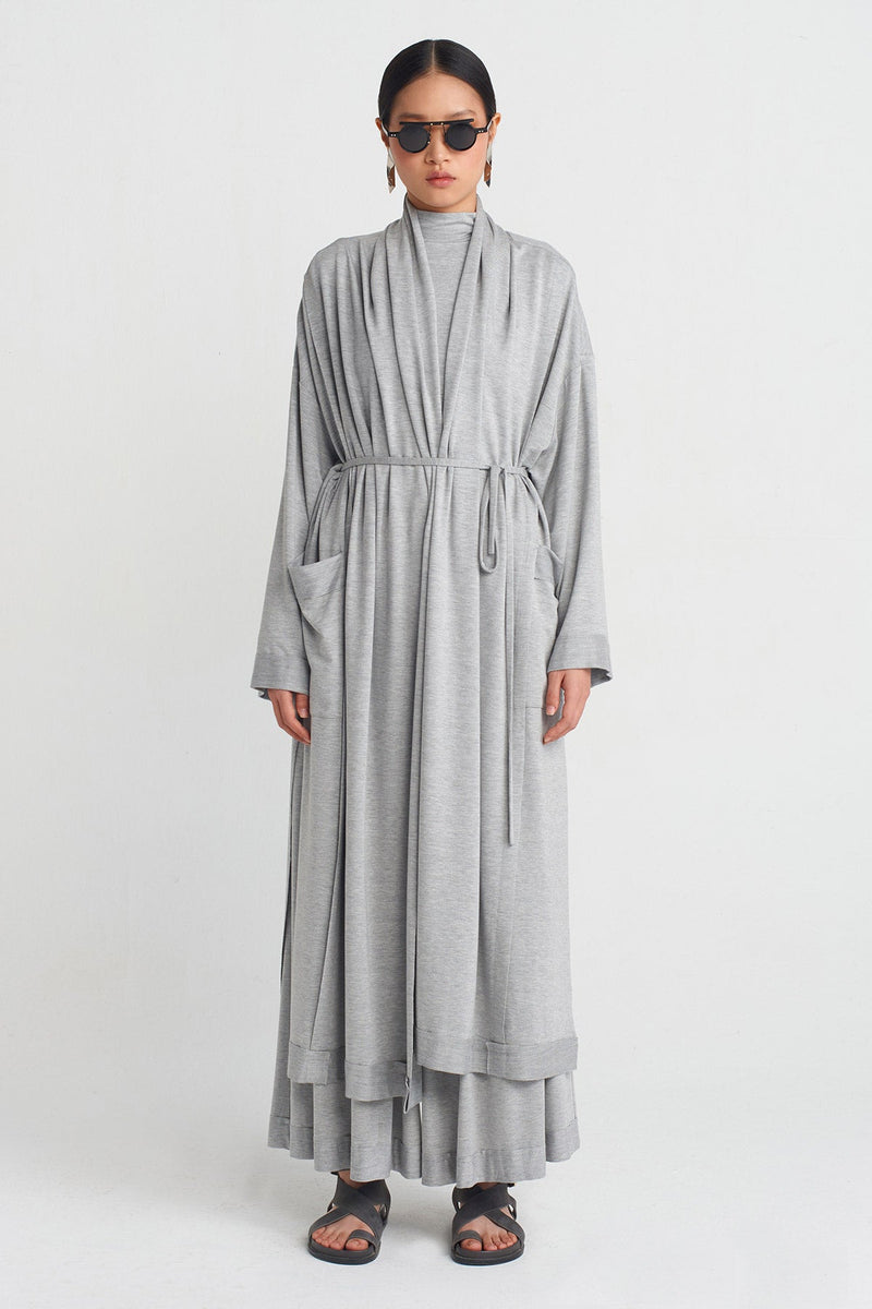 Nu Belted Kimono Grey Melange