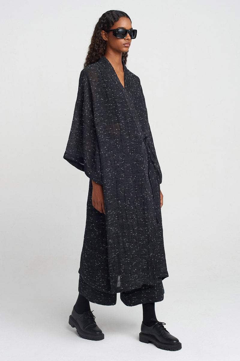 Nu Textured Fabric Kimono Black