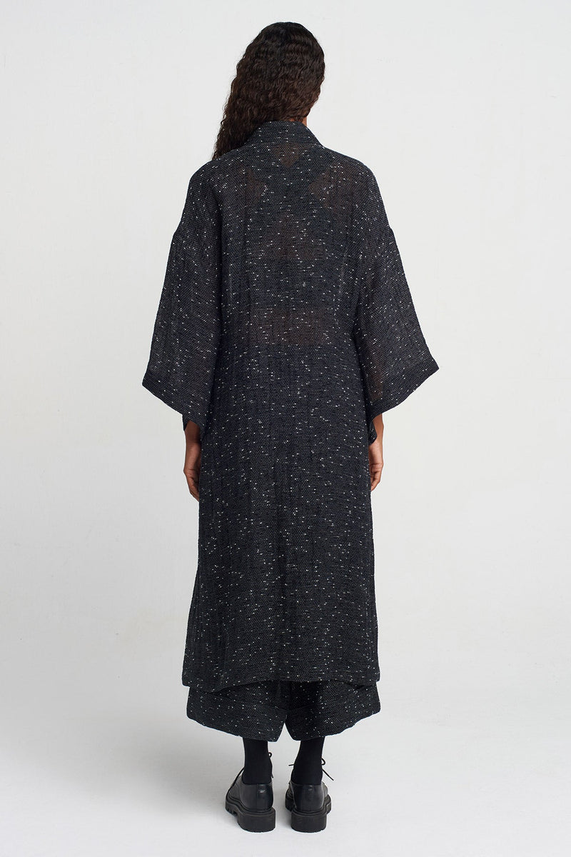 Nu Textured Fabric Kimono Black