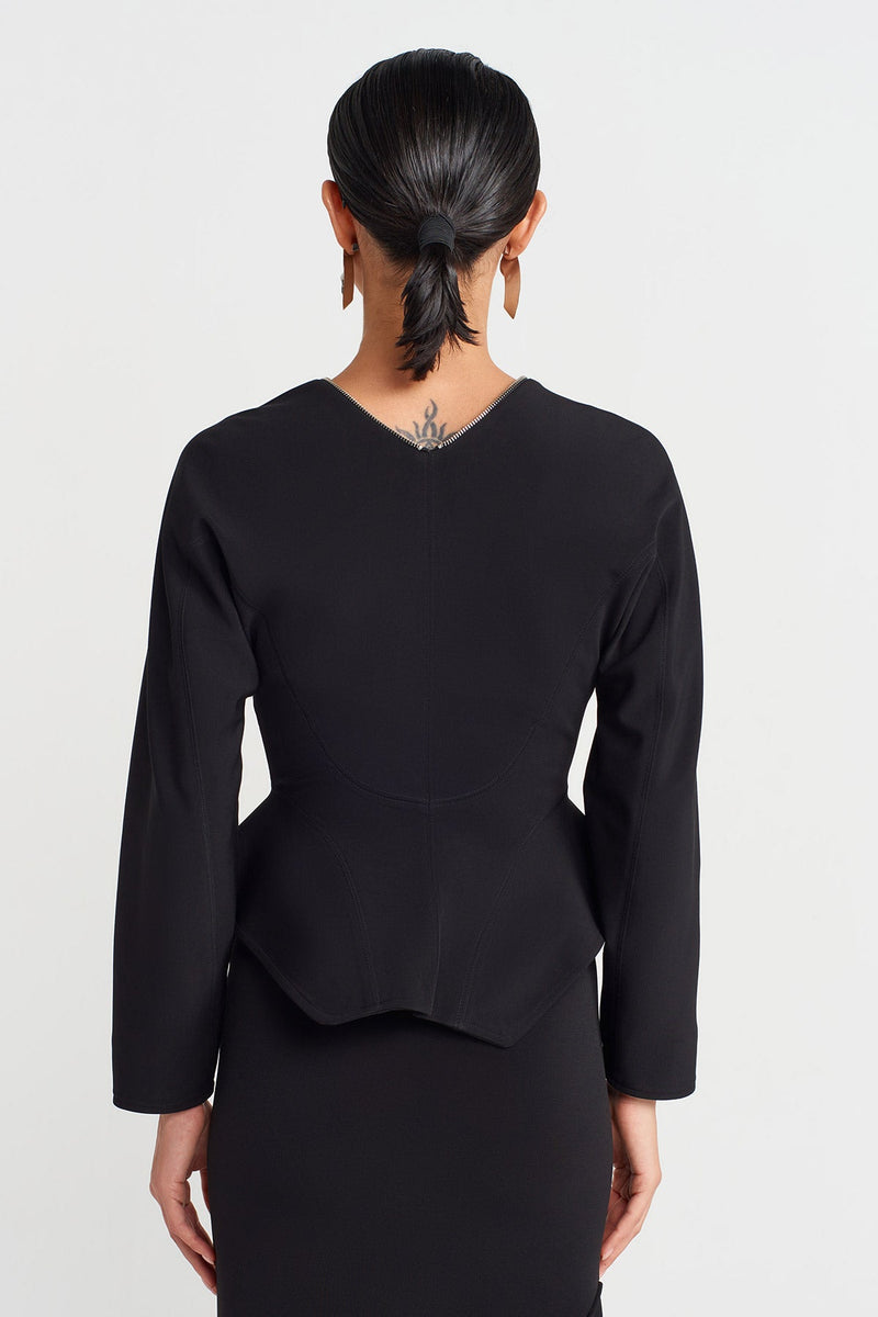Nu Waist Zippered Jersey Jacket Black