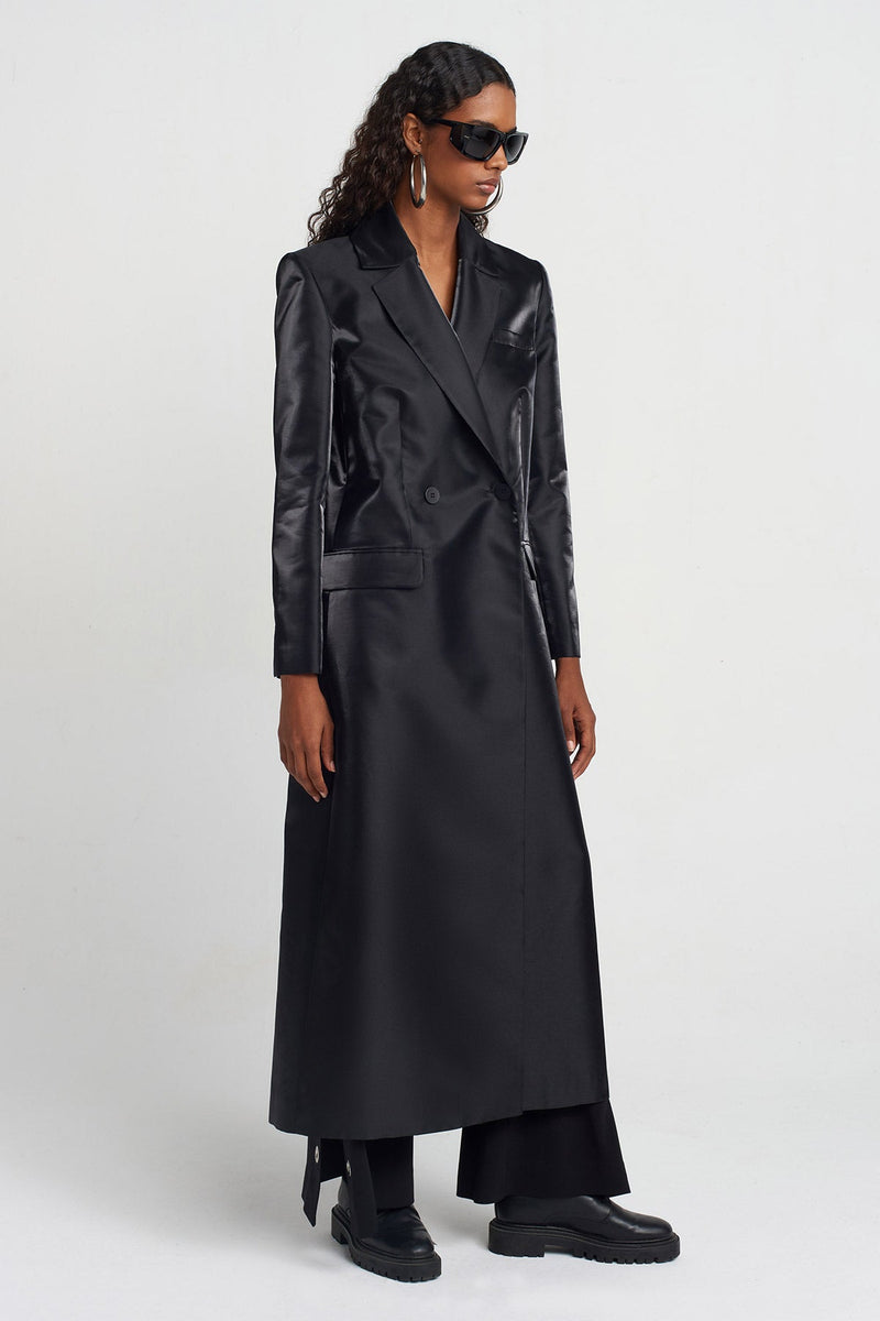 Nu Shiny Long Coat Black