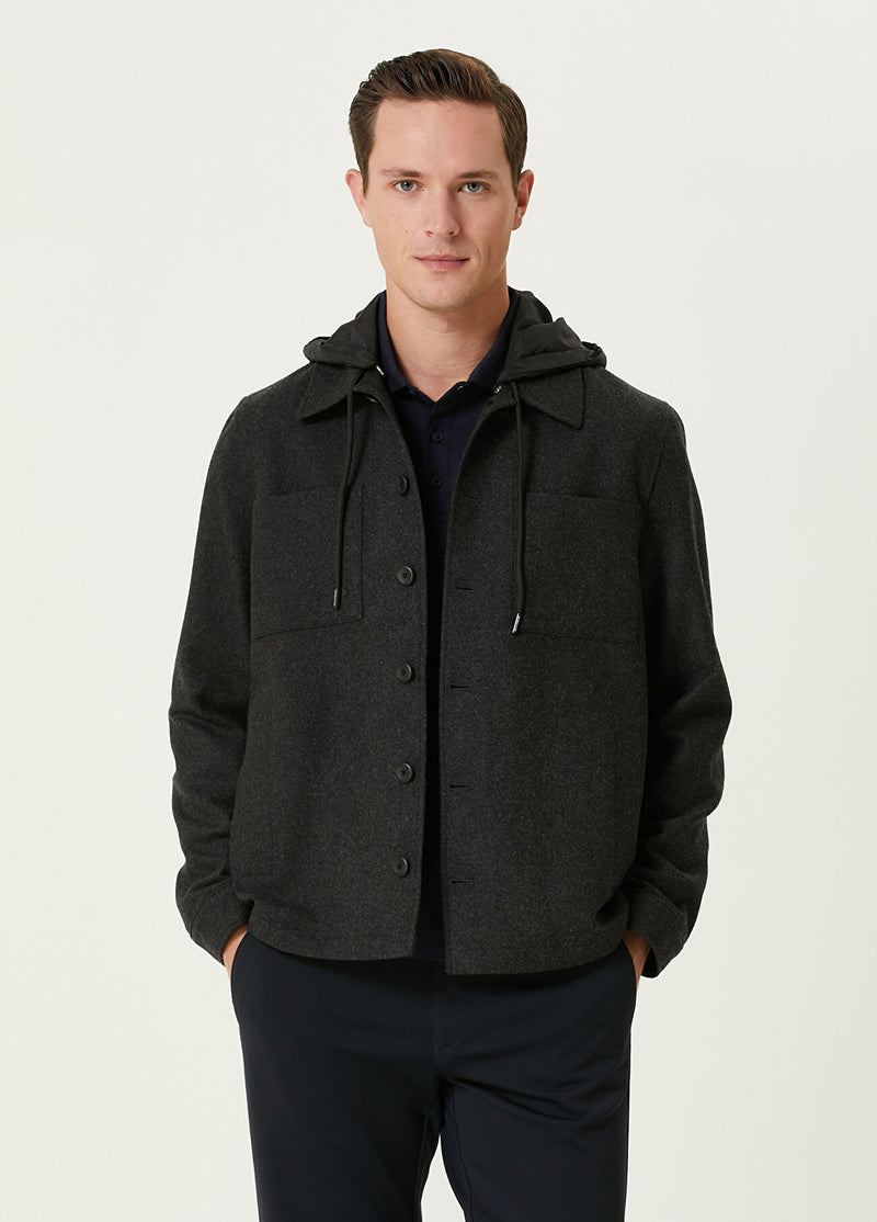 Beymen Club Men Hooded Wool Overshirt Anthracite