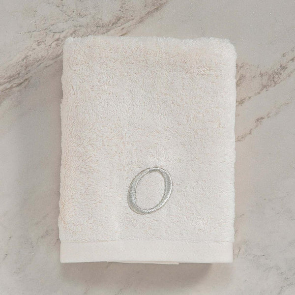 Chakra Solid "O" Embroidered Face Towel 50X90 cm  Ecru