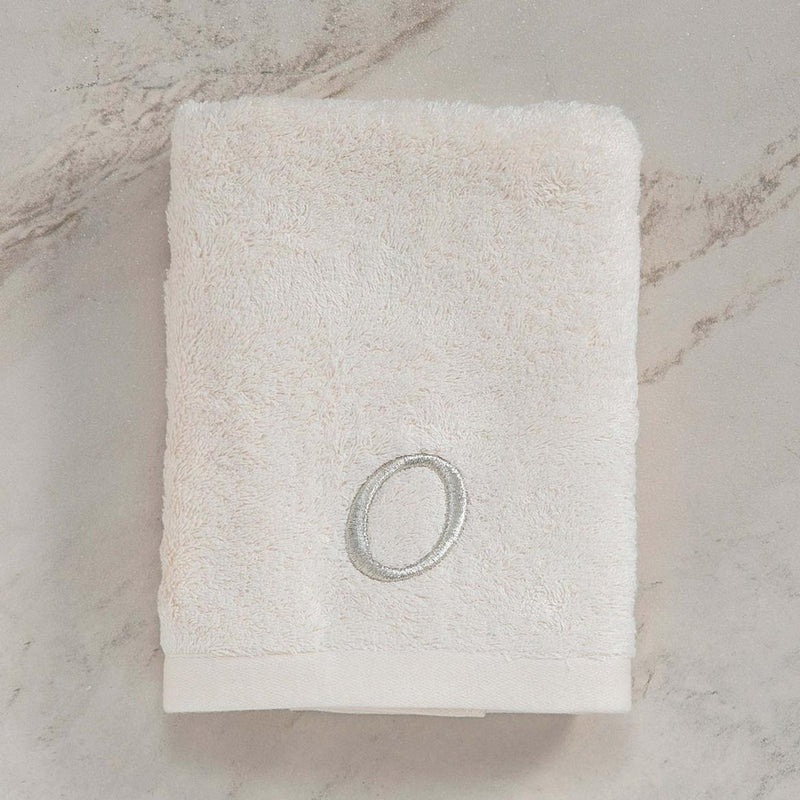 Chakra Solid "O" Embroidered Face Towel 50X90 cm  Ecru