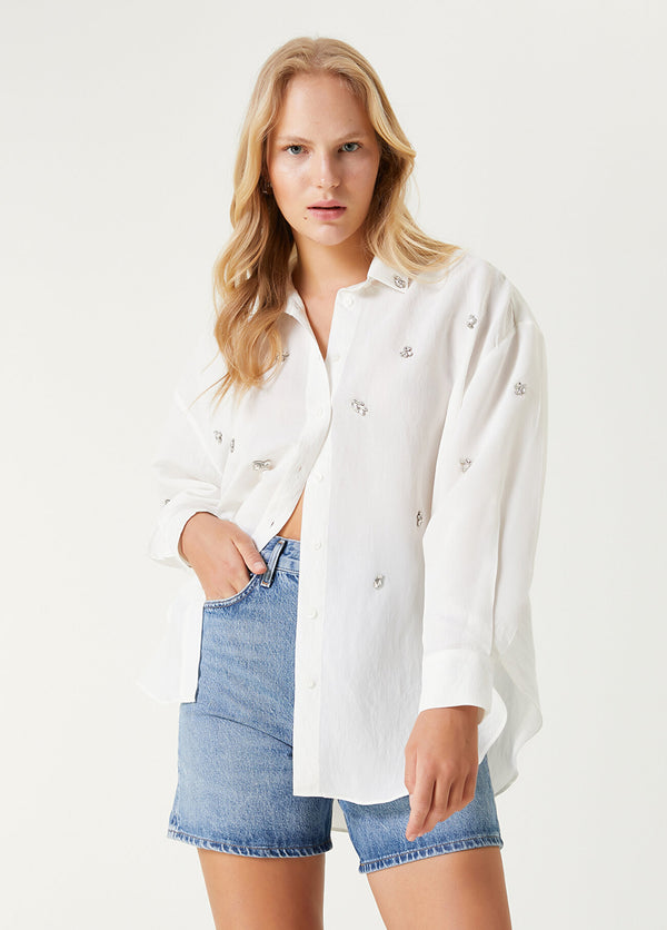 Beymen Club Stone-Embellished Oversize Shirt White