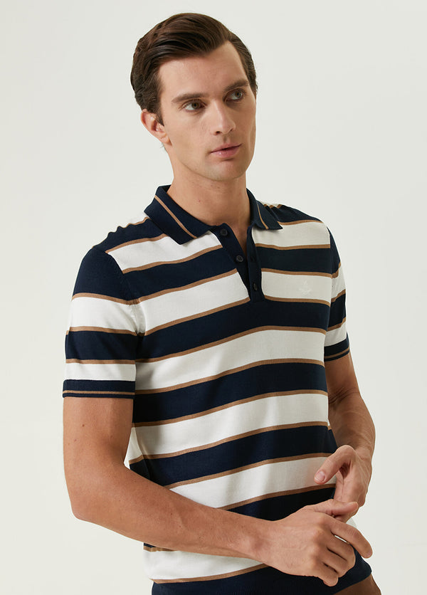 Beymen Club Men Colorblocked Detailed Short Sleeve Knitwear Navy