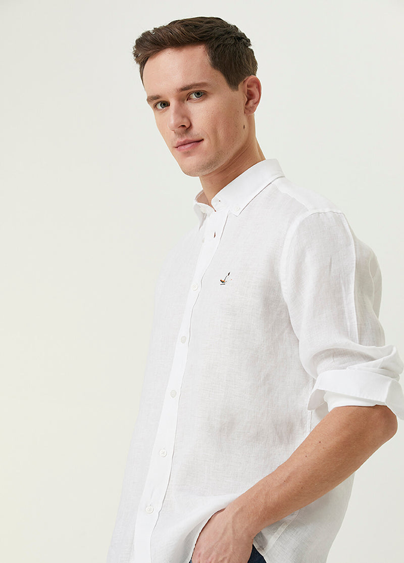 Beymen Club Men Comfort Fit Linen Shirt White