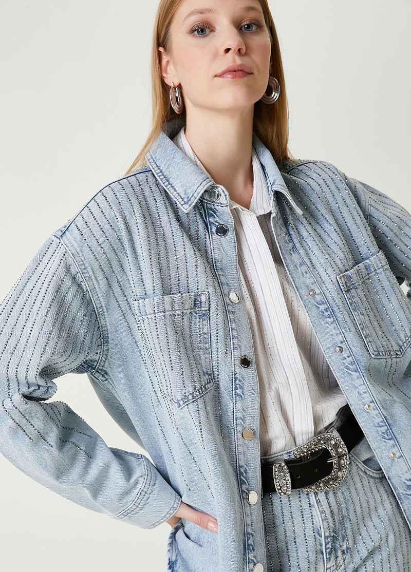 Beymen Club Hotfix Denim Jacket Light Blue