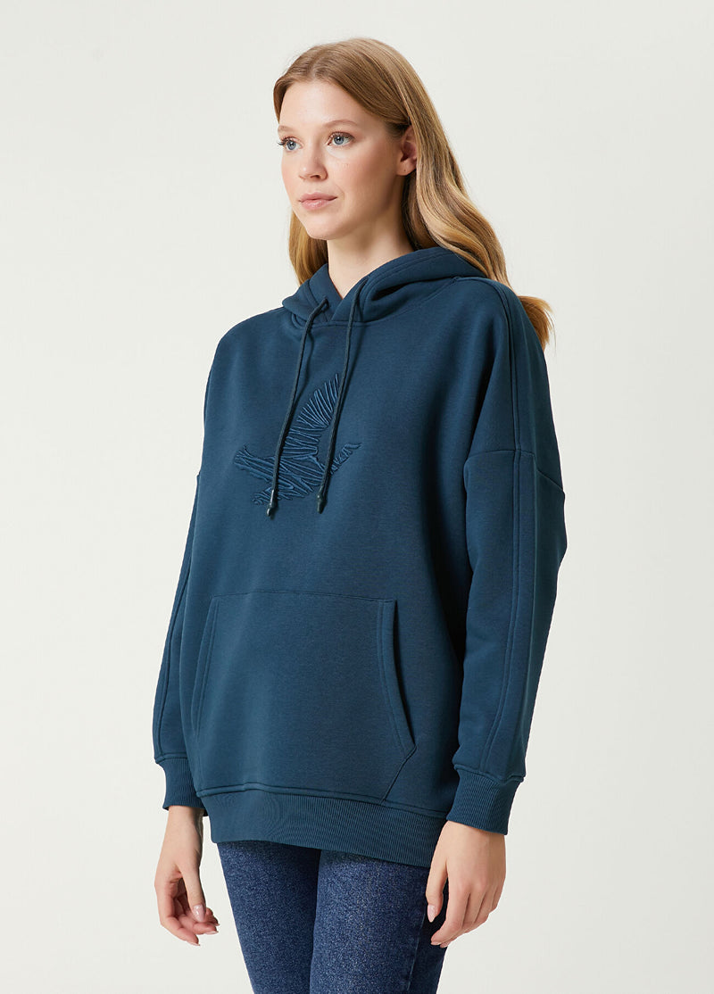 Beymen Club Teal Logo Hoodie Blue