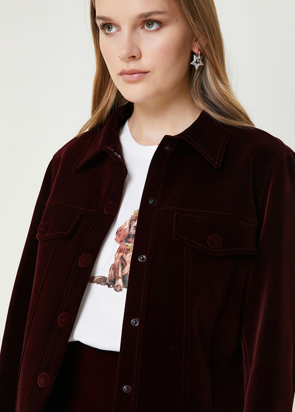 Beymen Club Burgundy Velvet Trucker Jacket Burgundy