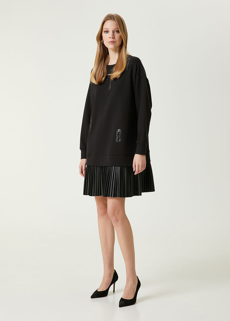 Beymen Club Embellished Pleated Mini Dress Black