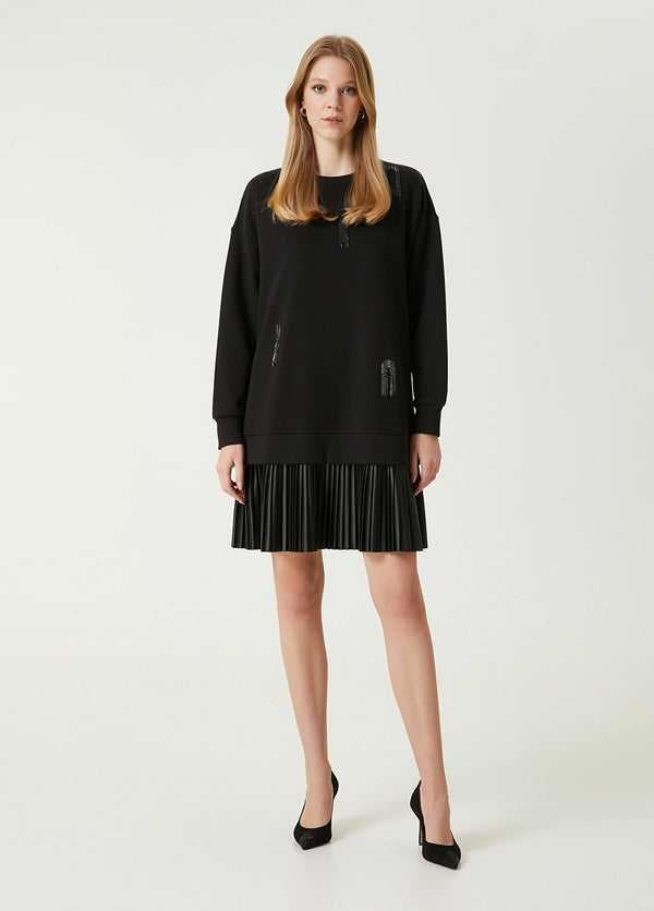 Beymen Club Embellished Pleated Mini Dress Black