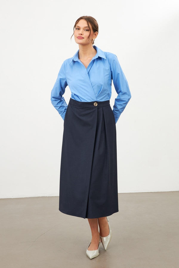 Setre Two-Toned Midi Dress Navy Blue-Blue